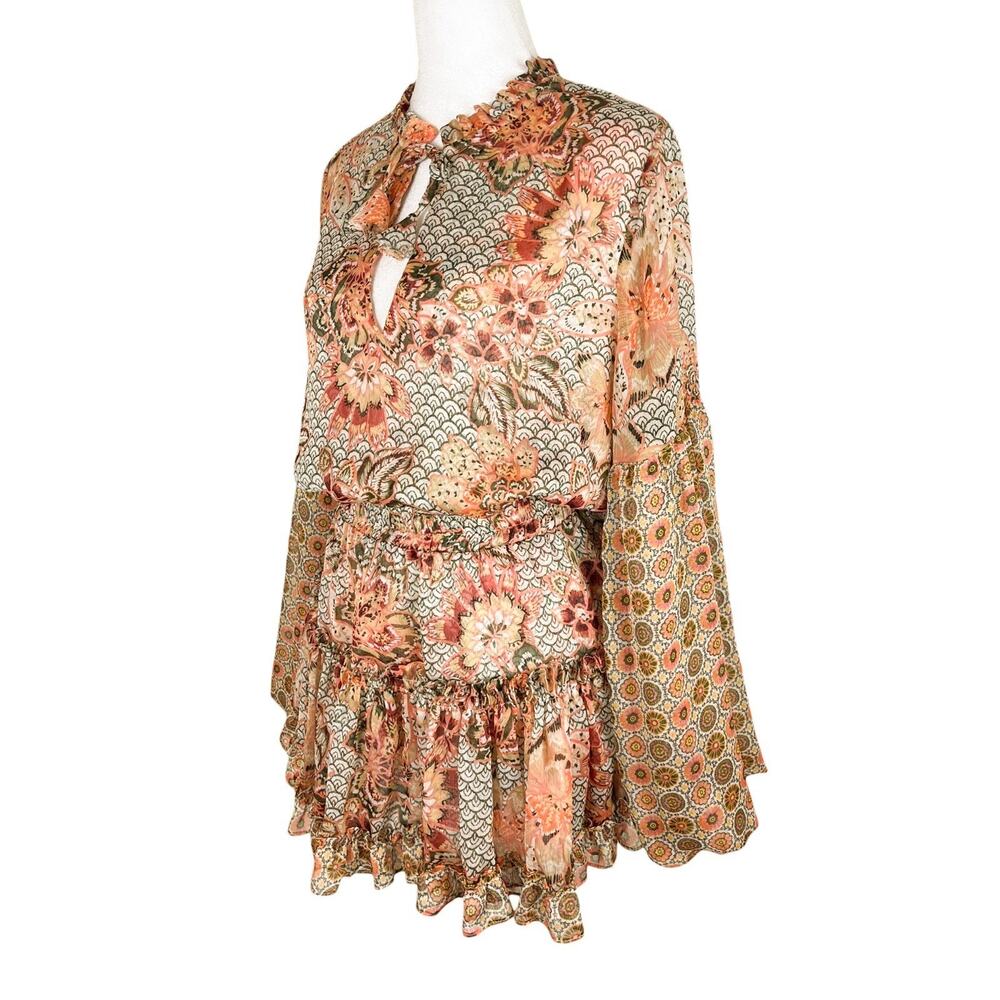 MISA Elisabetta Mini Dress Flora Tile Mix Chiffon Whimsy Boho Feminine Size XS - Picture 8 of 12